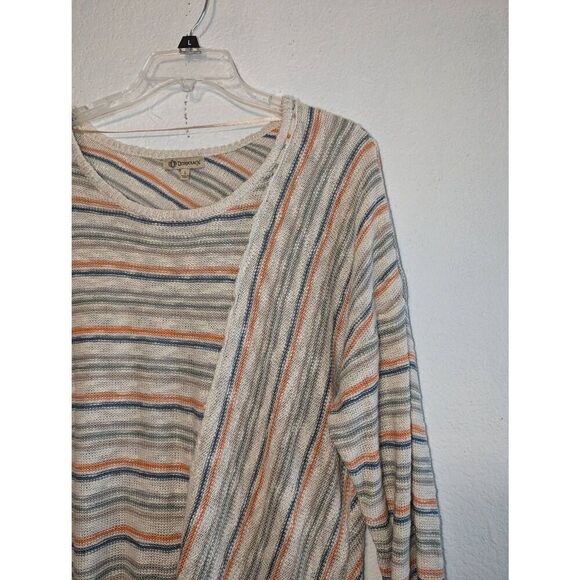 Democracy Sweater Womens L Striped Fall Preppy Momcore Cozy Open Knit Pullover - Picture 9 of 13